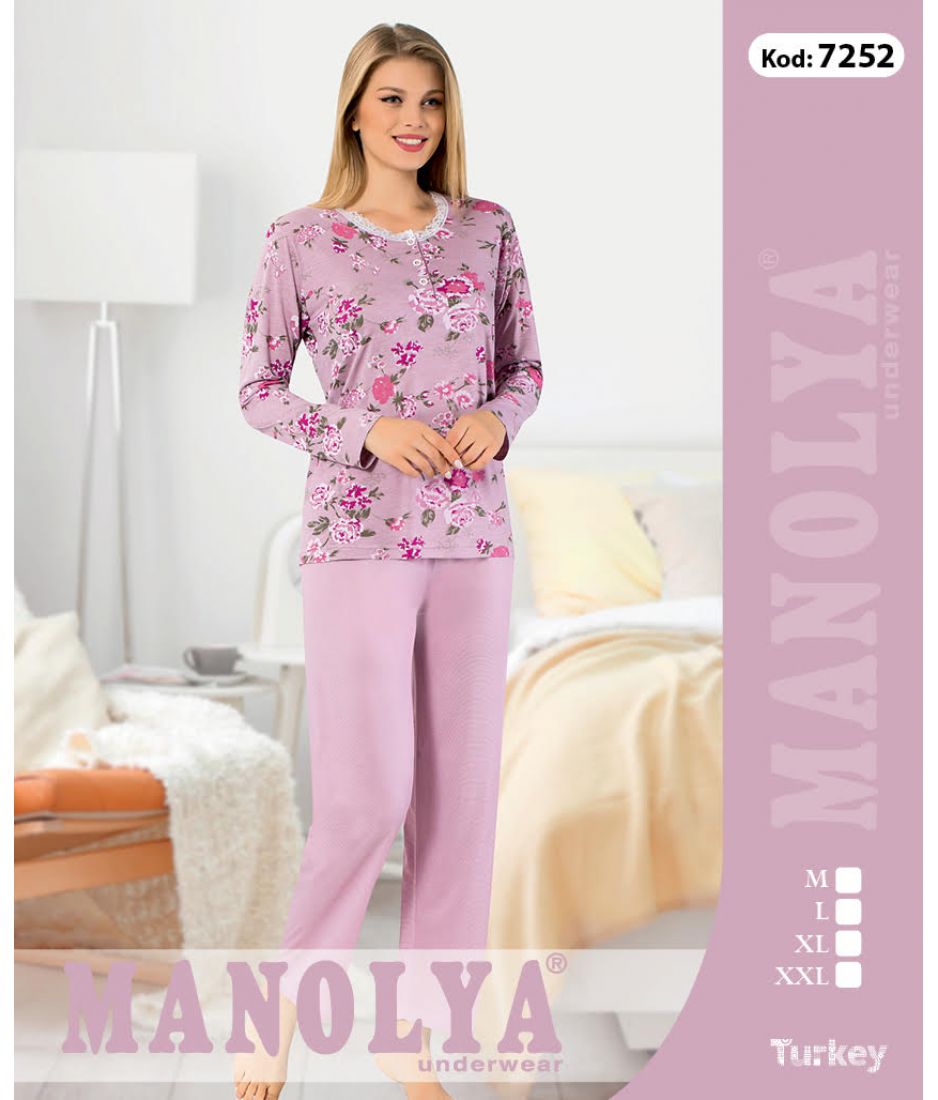 Manolya 7252 Bayan Penye Pijama Takimi