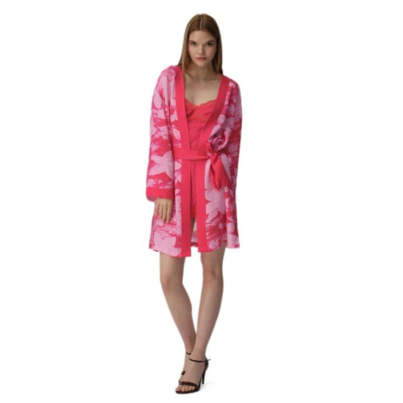Pierre Cardin Vegan Ipek Saten Kadın Gecelik Sabahlık Takımı - Lx.25222 Scarlet