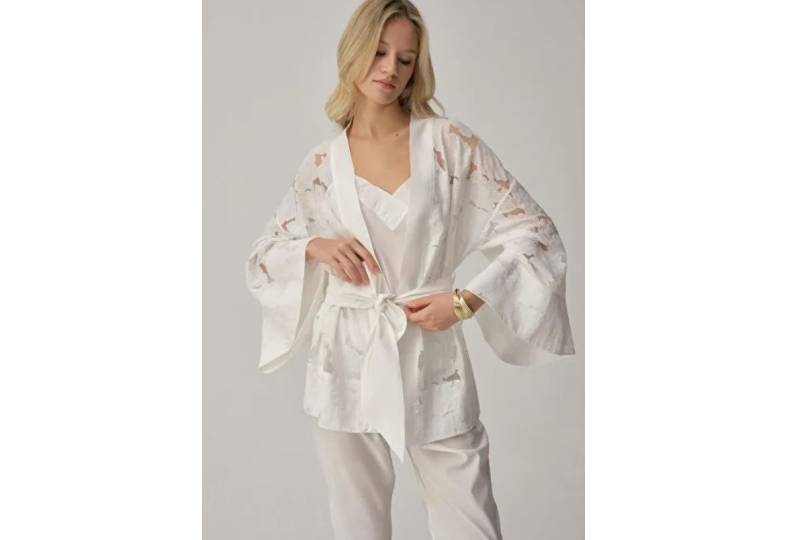 Pierre Cardin Vegan İpek Kimonolu Kadın Pijama Takımı - LX.25231 Ivory