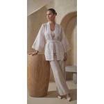 Pierre Cardin Kimonolu Keten Dokulu Kadın Pijama Takımı - LX.26237 Neutral