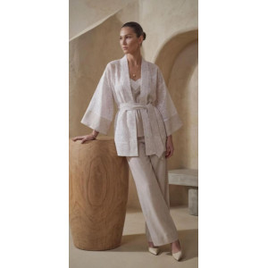 Pierre Cardin Kimonolu Keten Dokulu Kadın Pijama Takımı - LX.26237 Neutral