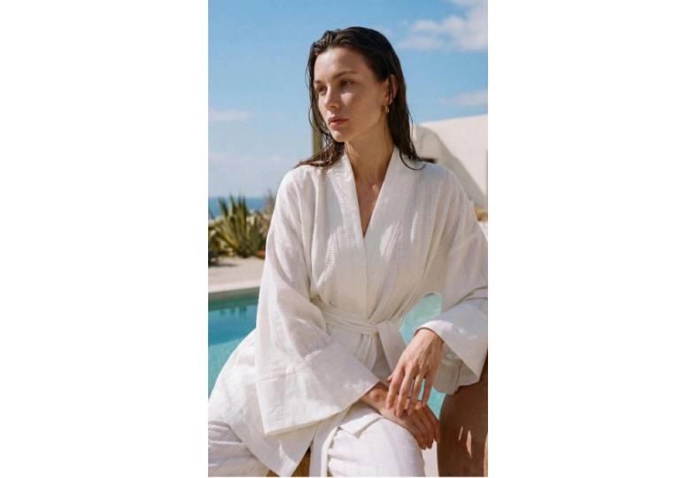 Pierre Cardin  26238 Pierre Cardin Kimonolu Viscose Kadın Pijama Takımı - LX.26238 Ivory