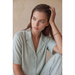 Pierre Cardin 26241 NOTTE - Çizgili Dörtlü Kadın Pijama Takımı - Capri