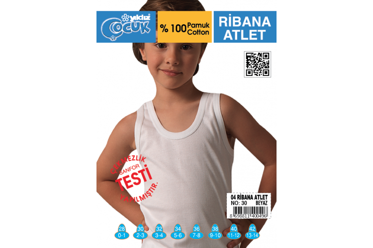 YILDIZ 04 RİBANA ÇOCUK ATLET  28-30-32-34
