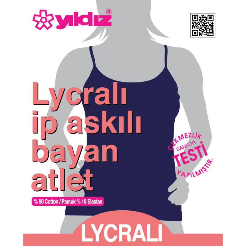 YILDIZ 2169 LYCRALI İP ASKILI BAYAN ATLET