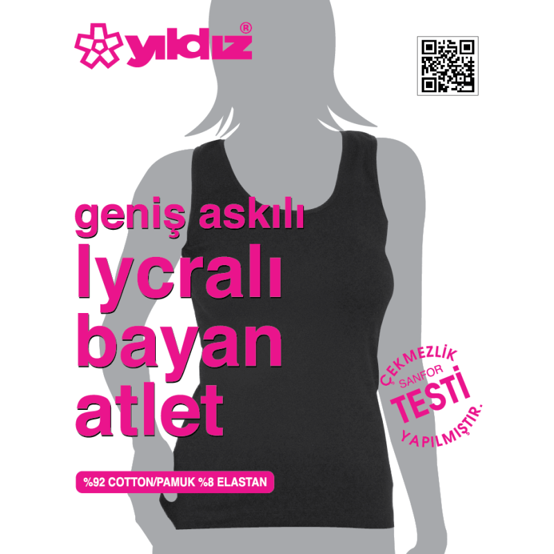 YILDIZ 2176 LYCRALI GENİŞ ASKILI BAYAN ATLET