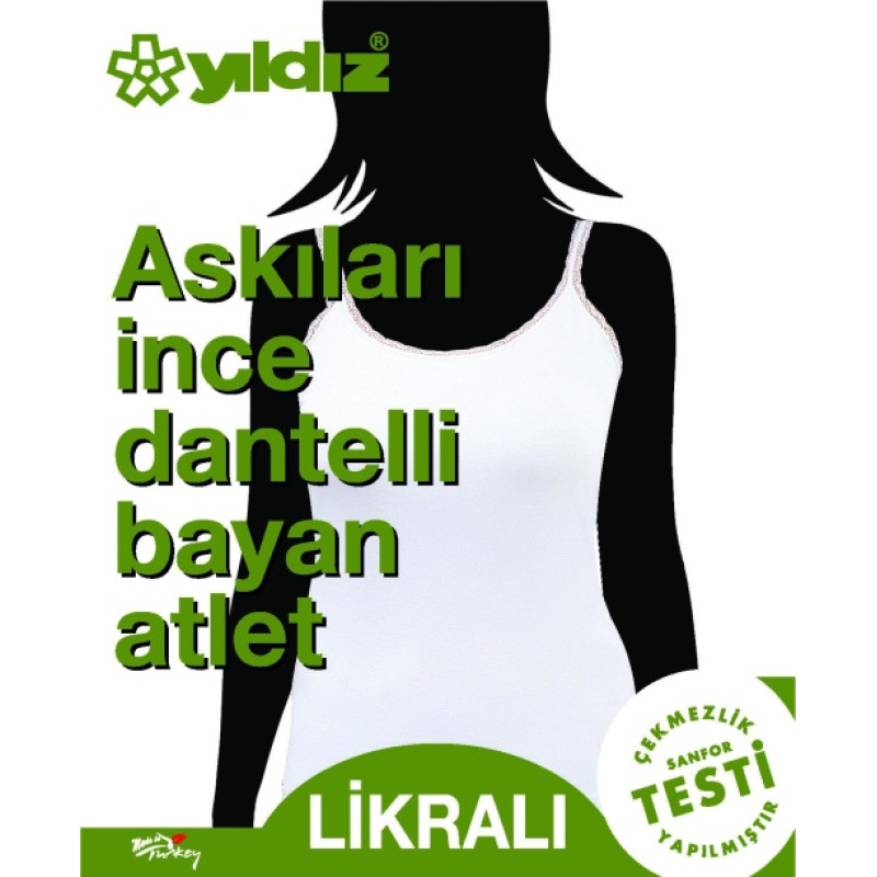 YILDIZ 2270 ASKILARI İNCE DANTELLİ BAYAN ATLET
