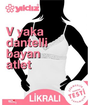 YILDIZ 2290 V YAKA DANTELLİ BAYAN ATLET