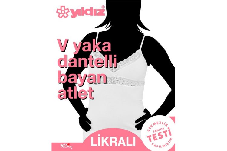 YILDIZ 2290 V YAKA DANTELLİ BAYAN ATLET