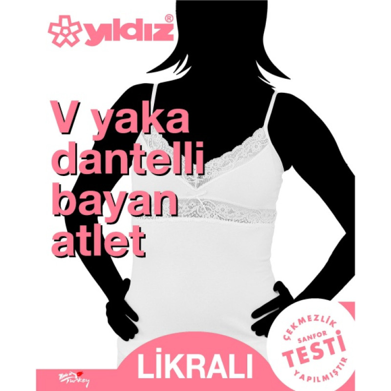 YILDIZ 2290 V YAKA DANTELLİ BAYAN ATLET