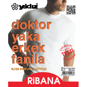 YILDIZ 56 RİBANA DOKTOR YAKA ERKEK FANİLA