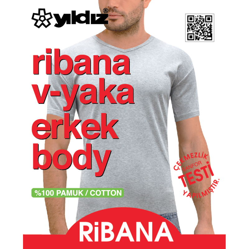 YILDIZ 62 RİBANA V YAKA ERKEK FANİLA
