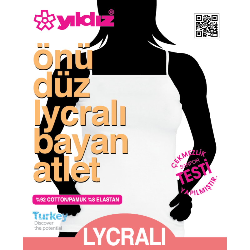YILDIZ 2230 LYCRALI  DÜZ İP ASKILI ATLET